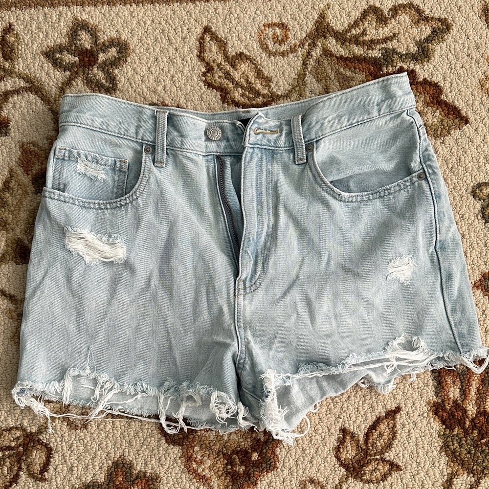 Uniqlo Light Blue Frayed Jean Shorts